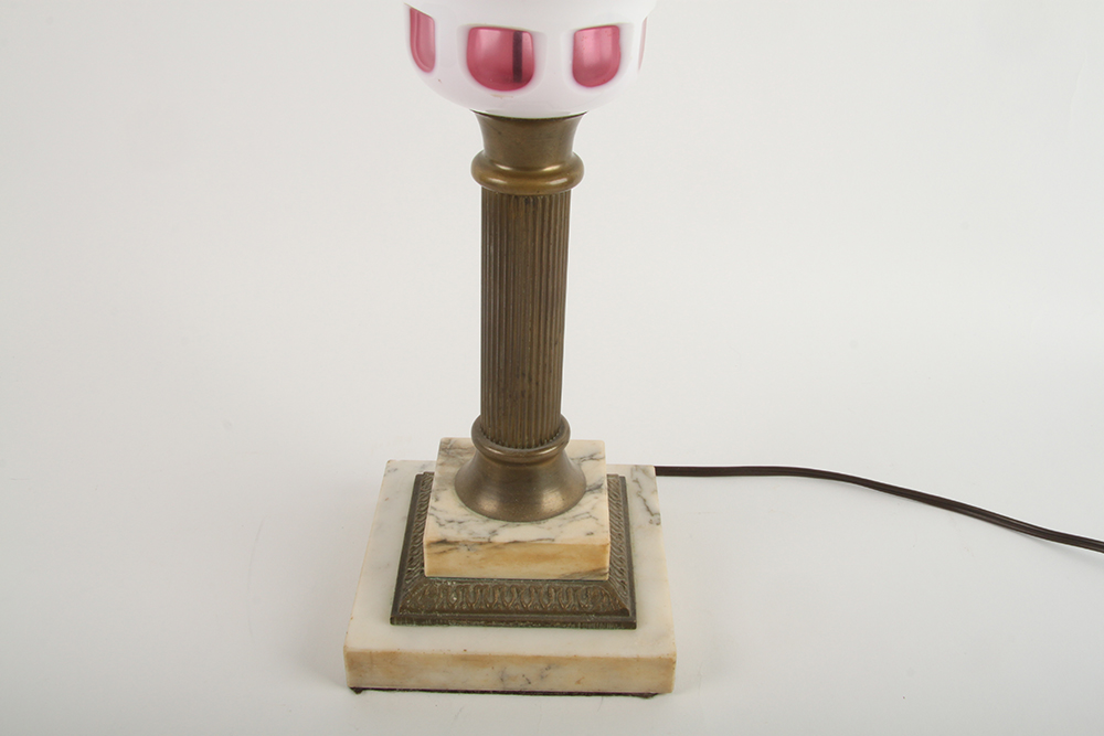 Vintage Pink and White Glass Lamp