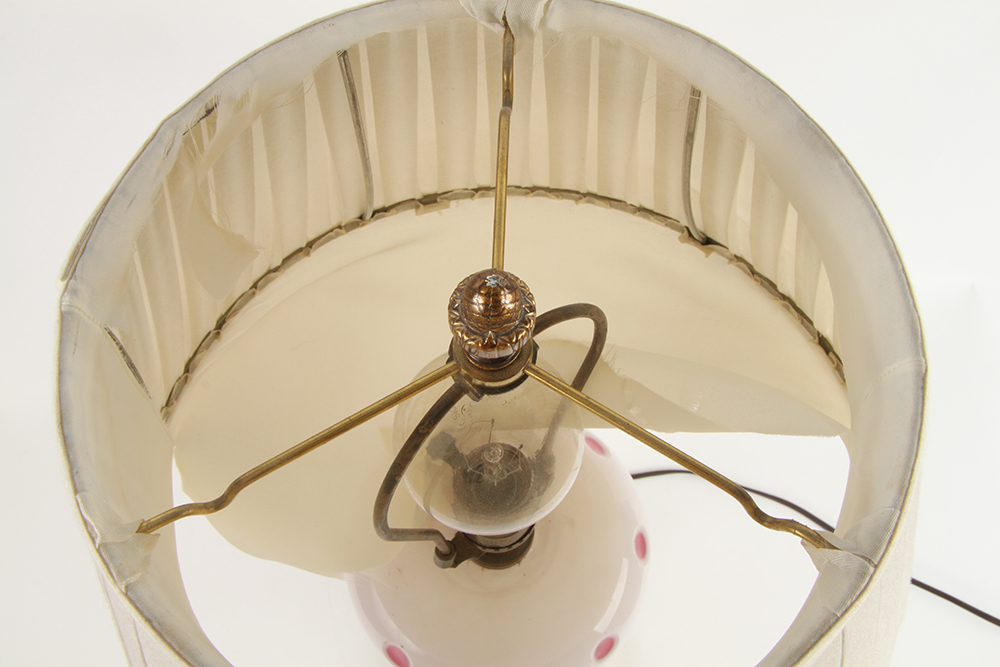 Vintage Pink and White Glass Lamp