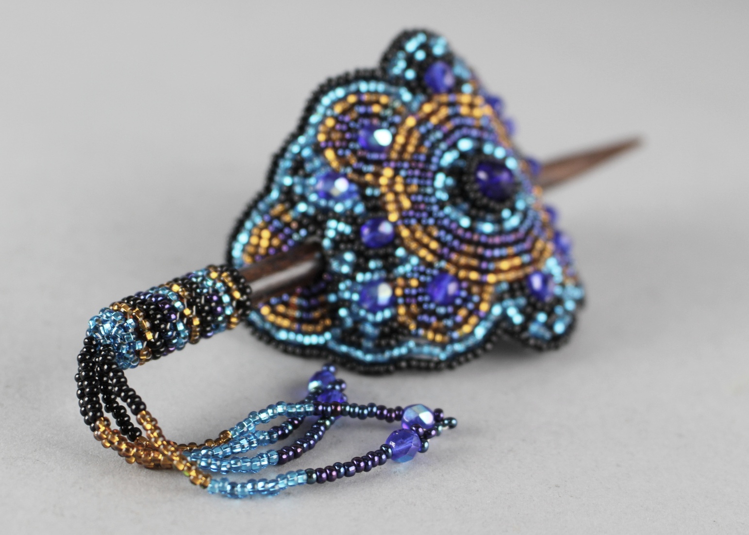 Native American Beaded Leather Hair Barrettes