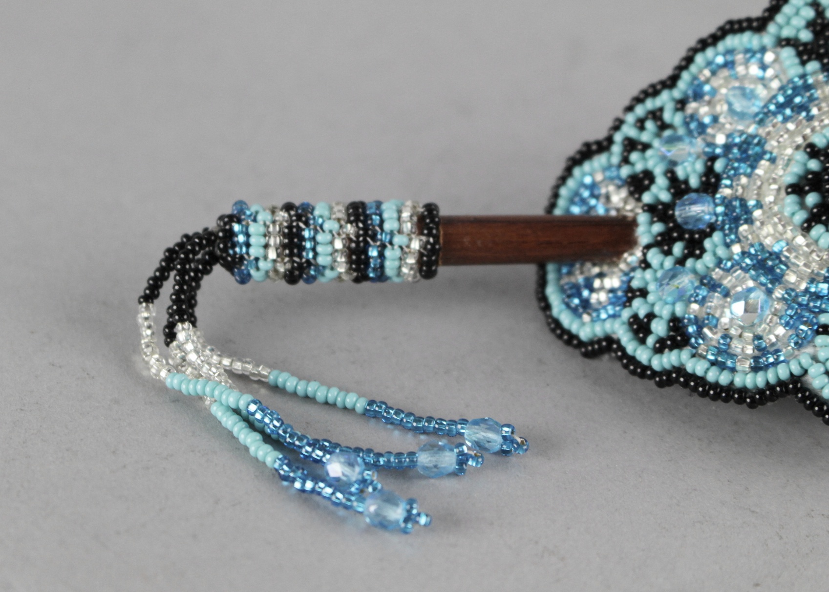 Native American Beaded Leather Hair Barrettes