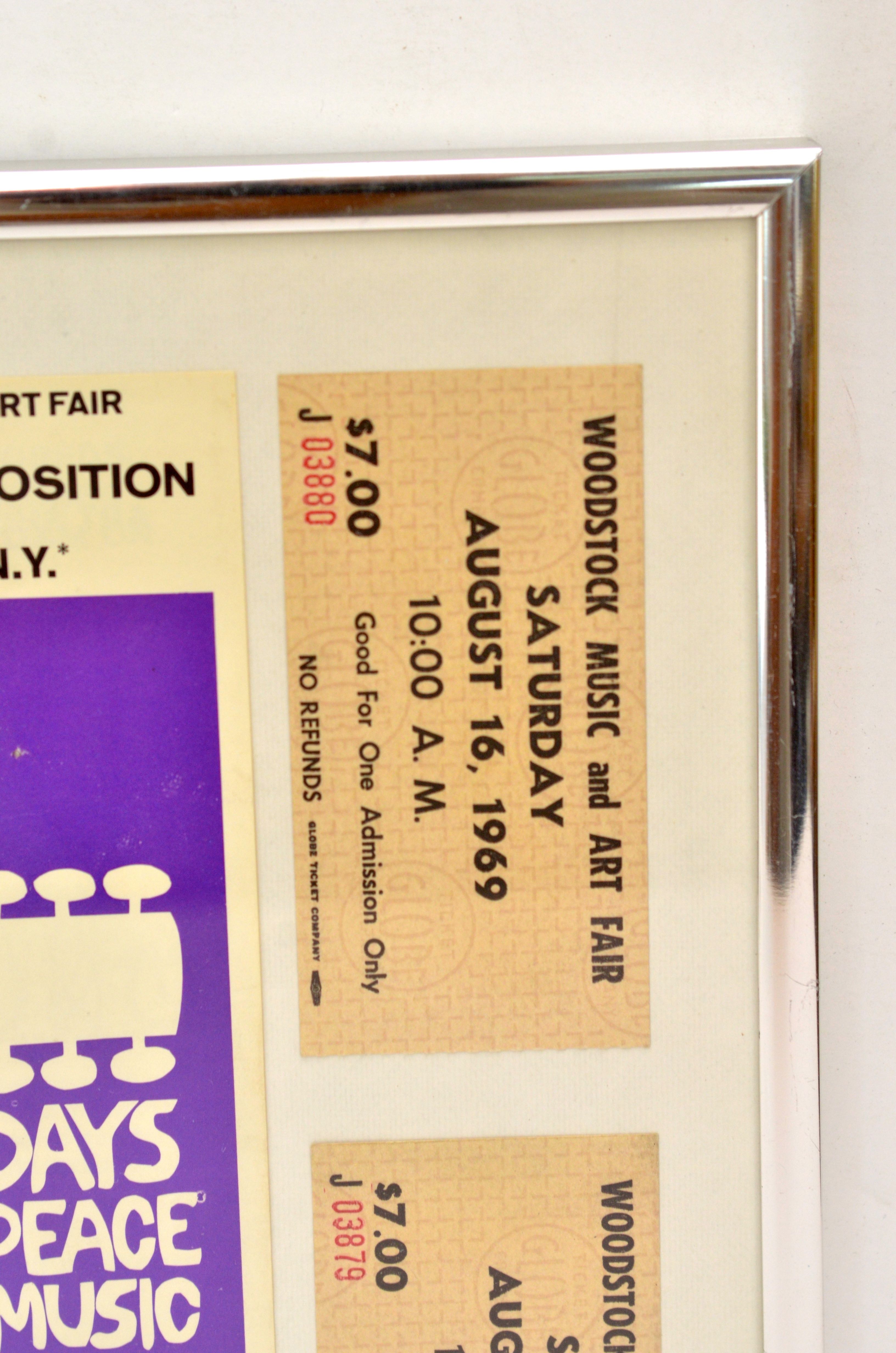 Pair of Framed, Authentic 1969 Woodstock Tickets with Order Form