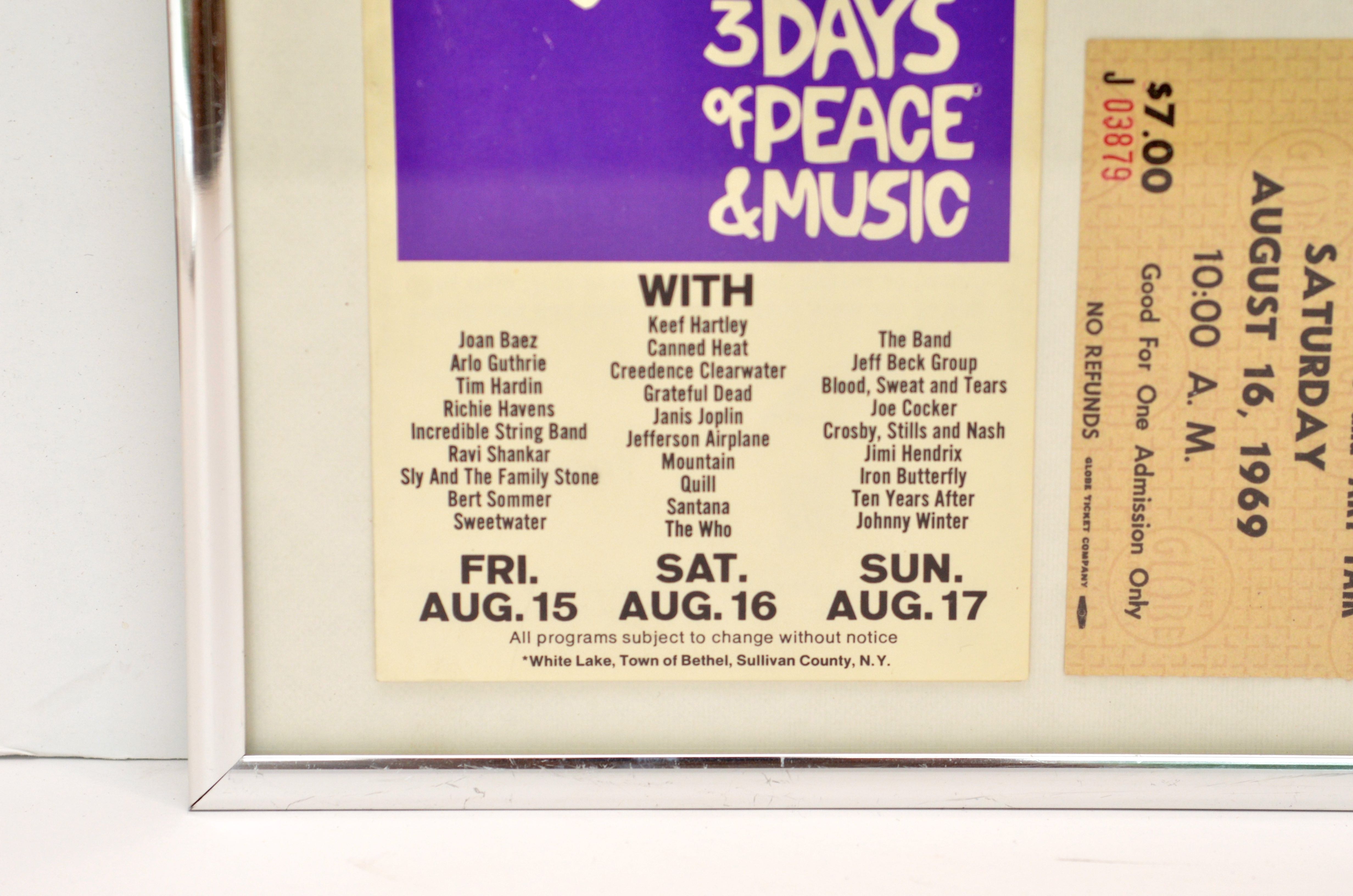 Pair of Framed, Authentic 1969 Woodstock Tickets with Order Form