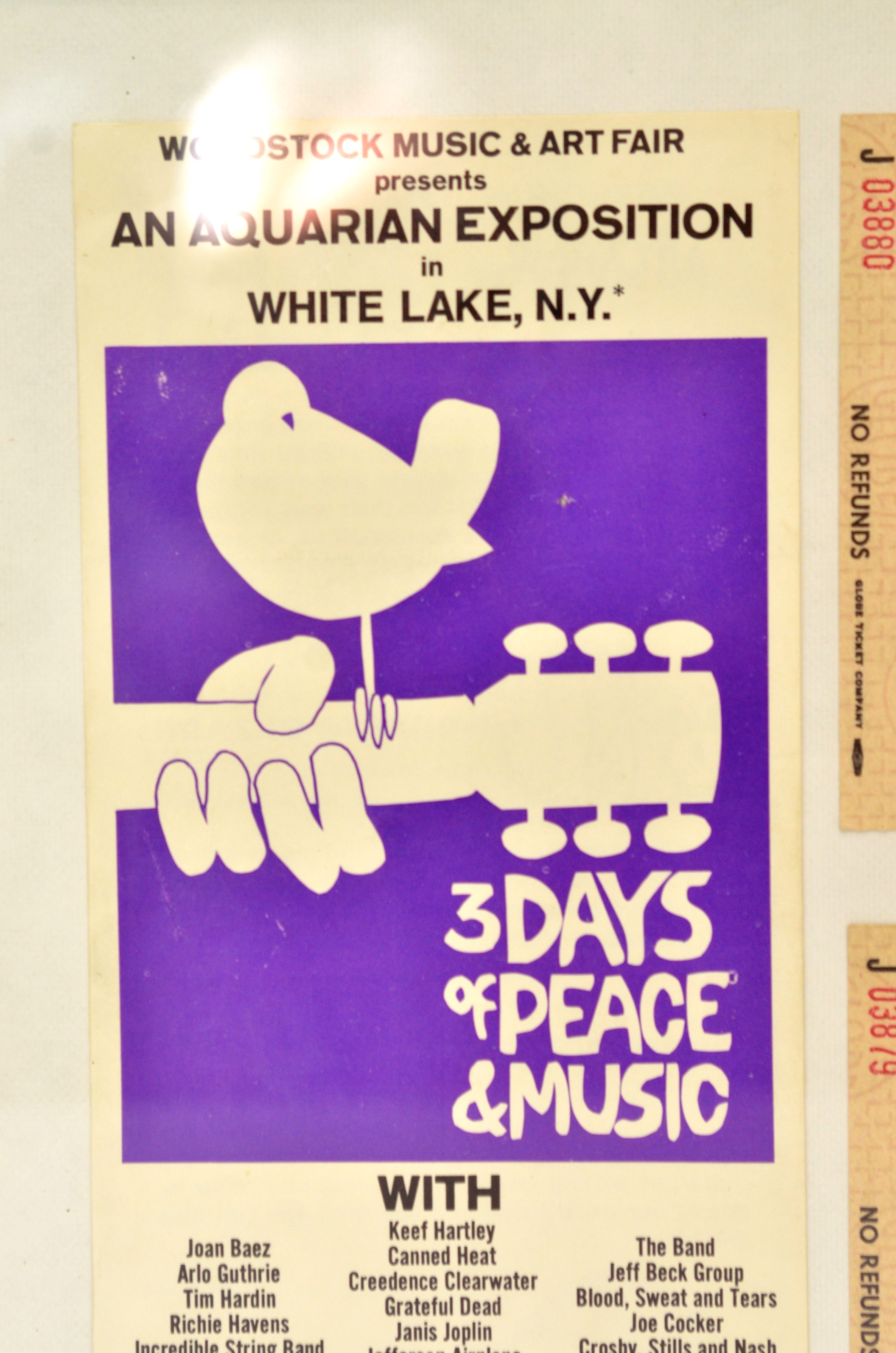 Pair of Framed, Authentic 1969 Woodstock Tickets with Order Form