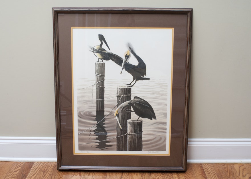 Giclee of Pelicans by Clyde Burnette