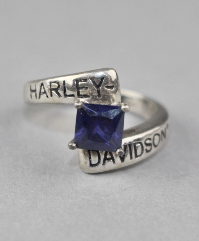 Sterling Harley Davidson Ring and Sterling Beaded Bracelet