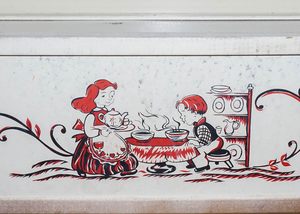 Vintage Child's Toy Box Bookcase, Books and Blocks