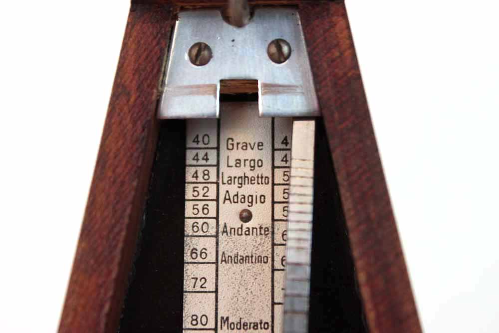 Vintage French Paquet Metronome in Wooden Pyramid Case