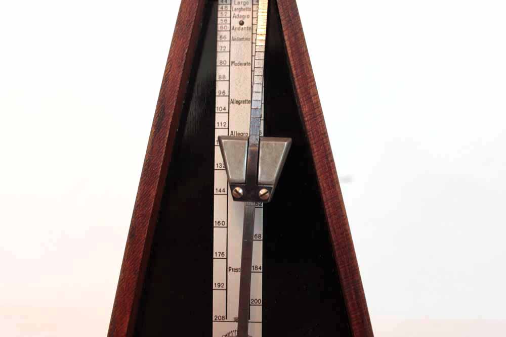 Vintage French Paquet Metronome in Wooden Pyramid Case