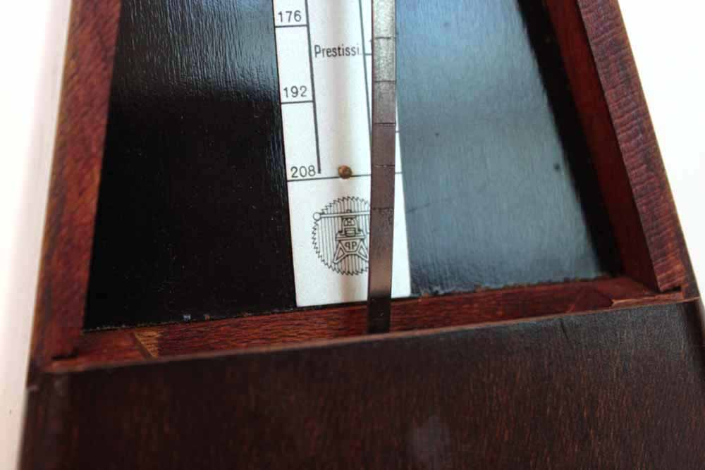 Vintage French Paquet Metronome in Wooden Pyramid Case