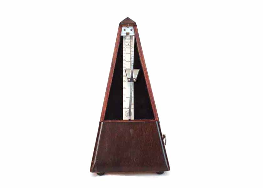 Vintage French Paquet Metronome in Wooden Pyramid Case