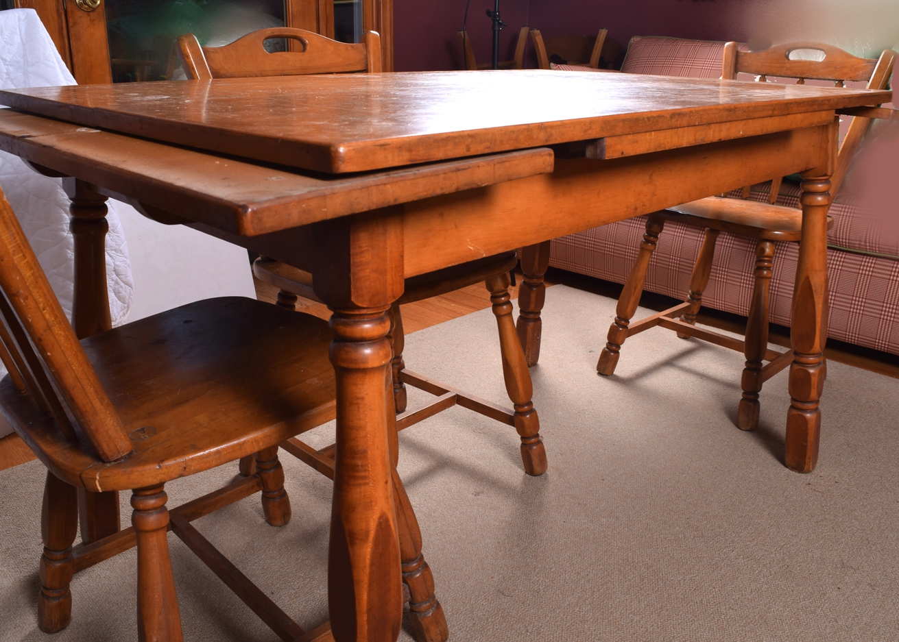 Maple Draw-Leaf Dining Table and Chairs