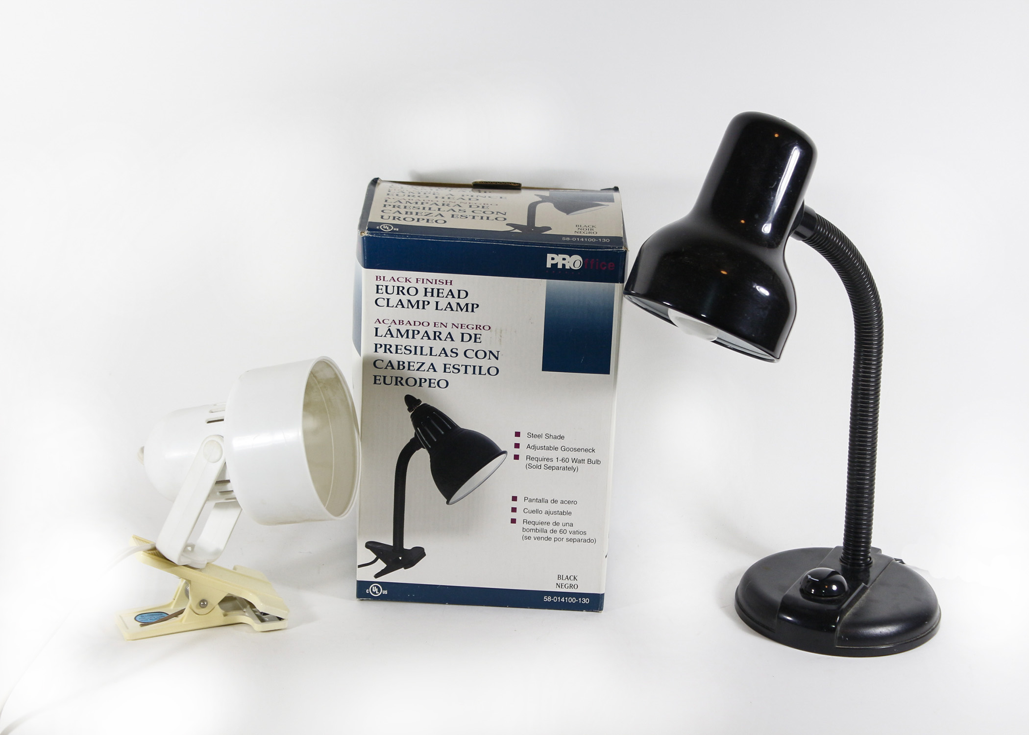 Three Euro Head Clamp Lamps