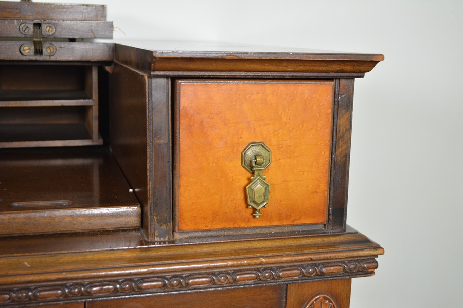 Antique Spinet Style Flip-Top Walnut Writing Desk