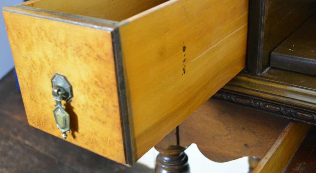 Antique Spinet Style Flip-Top Walnut Writing Desk