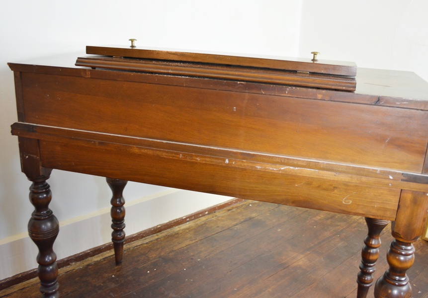 Antique Spinet Style Flip-Top Walnut Writing Desk