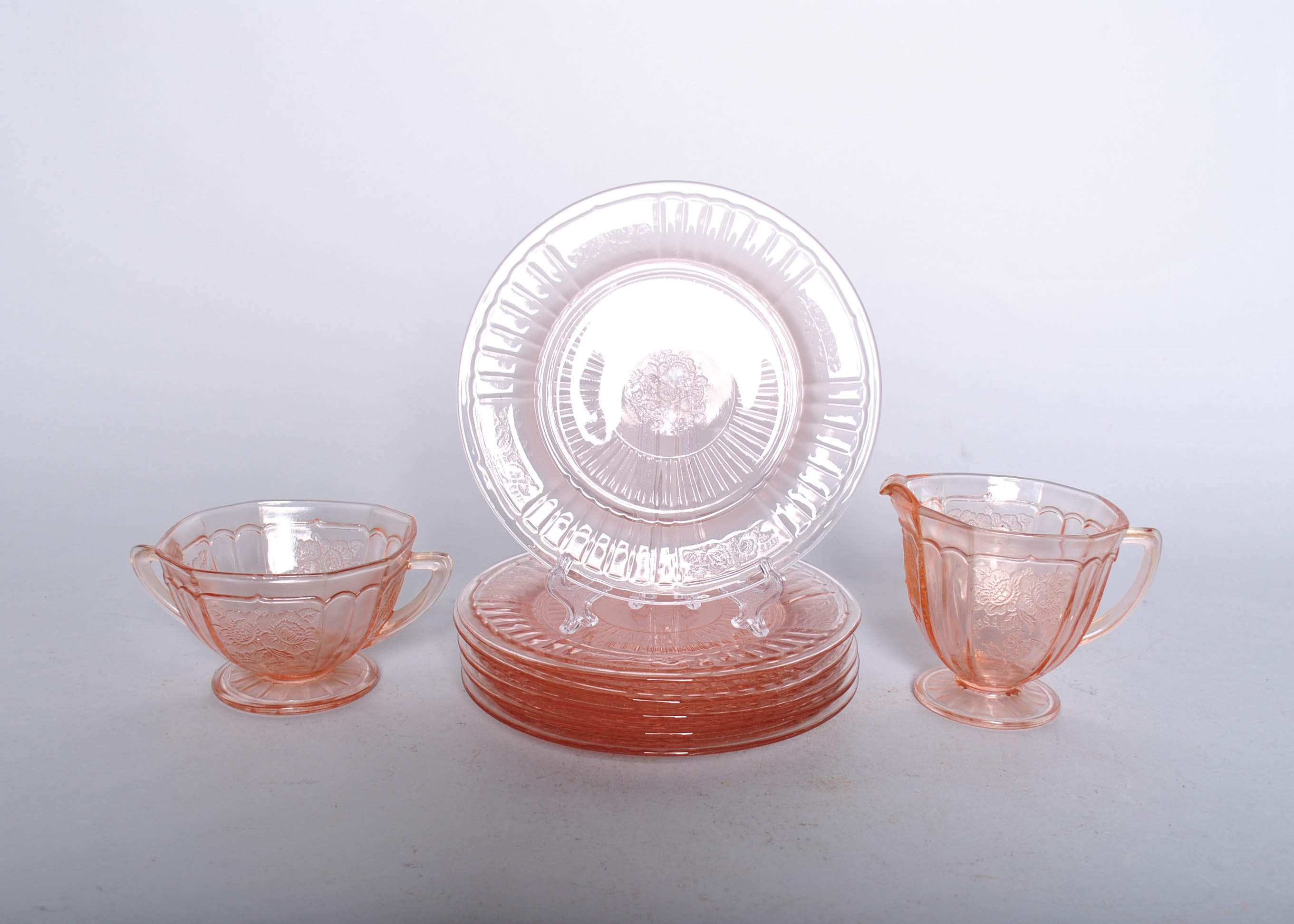 Pink Depression Glass "Mayfair Open Rose"