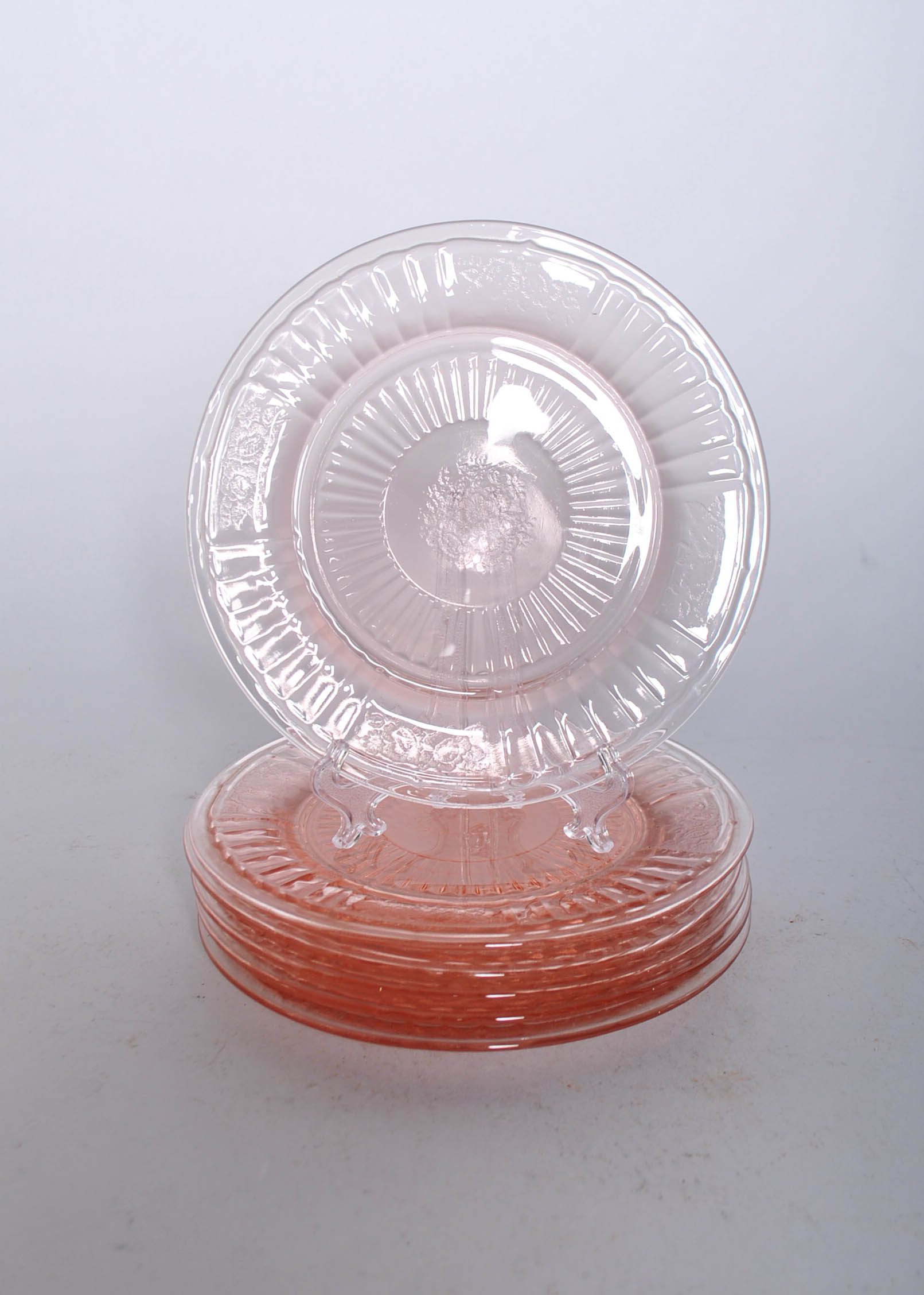 Pink Depression Glass "Mayfair Open Rose"