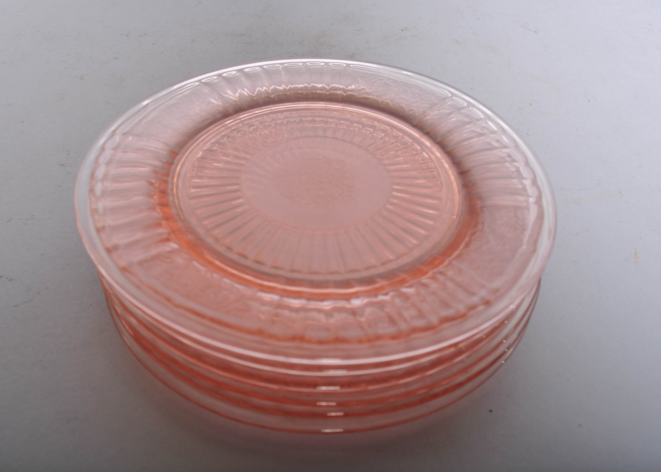 Pink Depression Glass "Mayfair Open Rose"