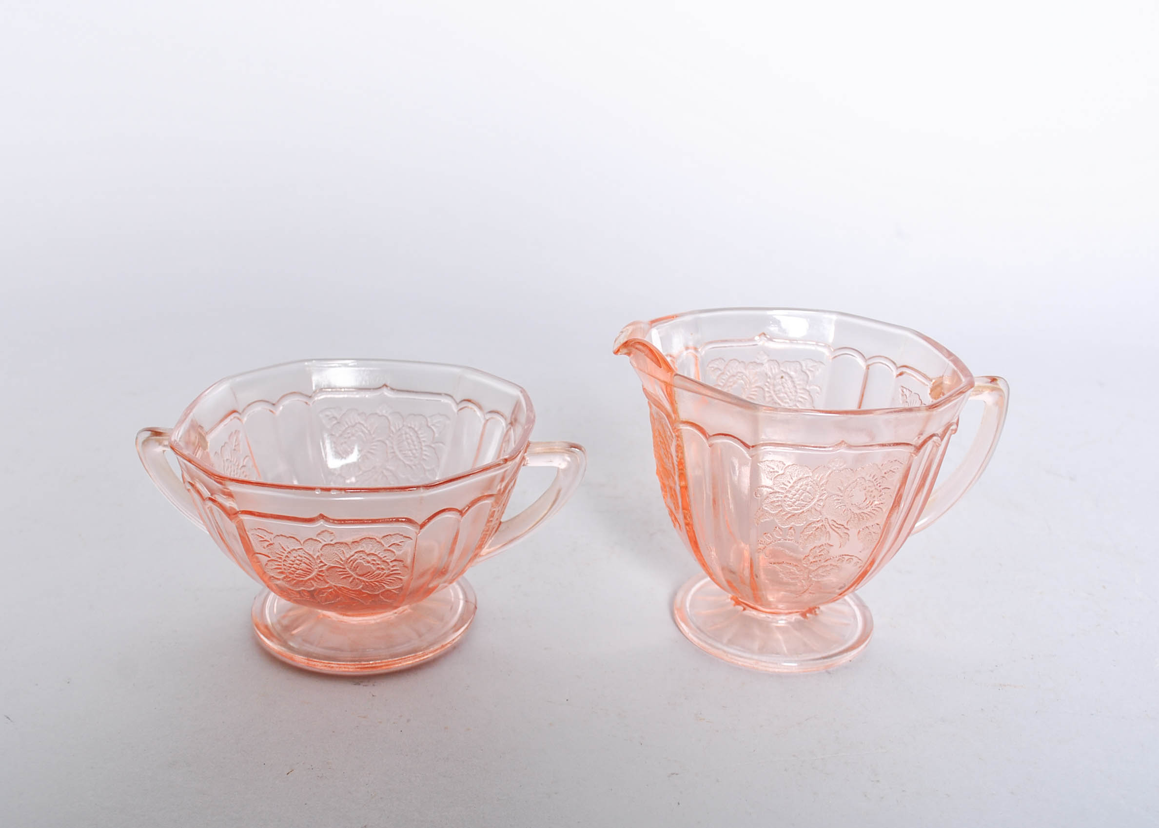 Pink Depression Glass "Mayfair Open Rose"