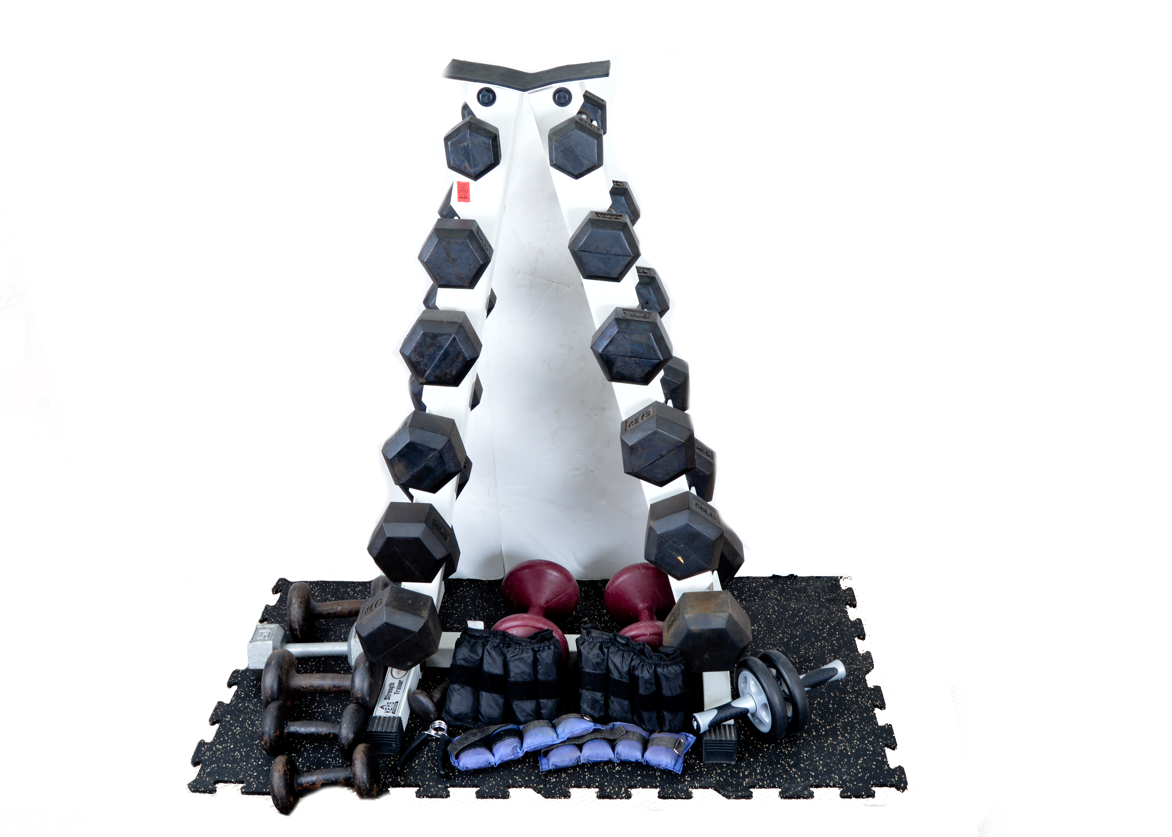 Keys Fitness Strength Trainer Weight Rack with Weights