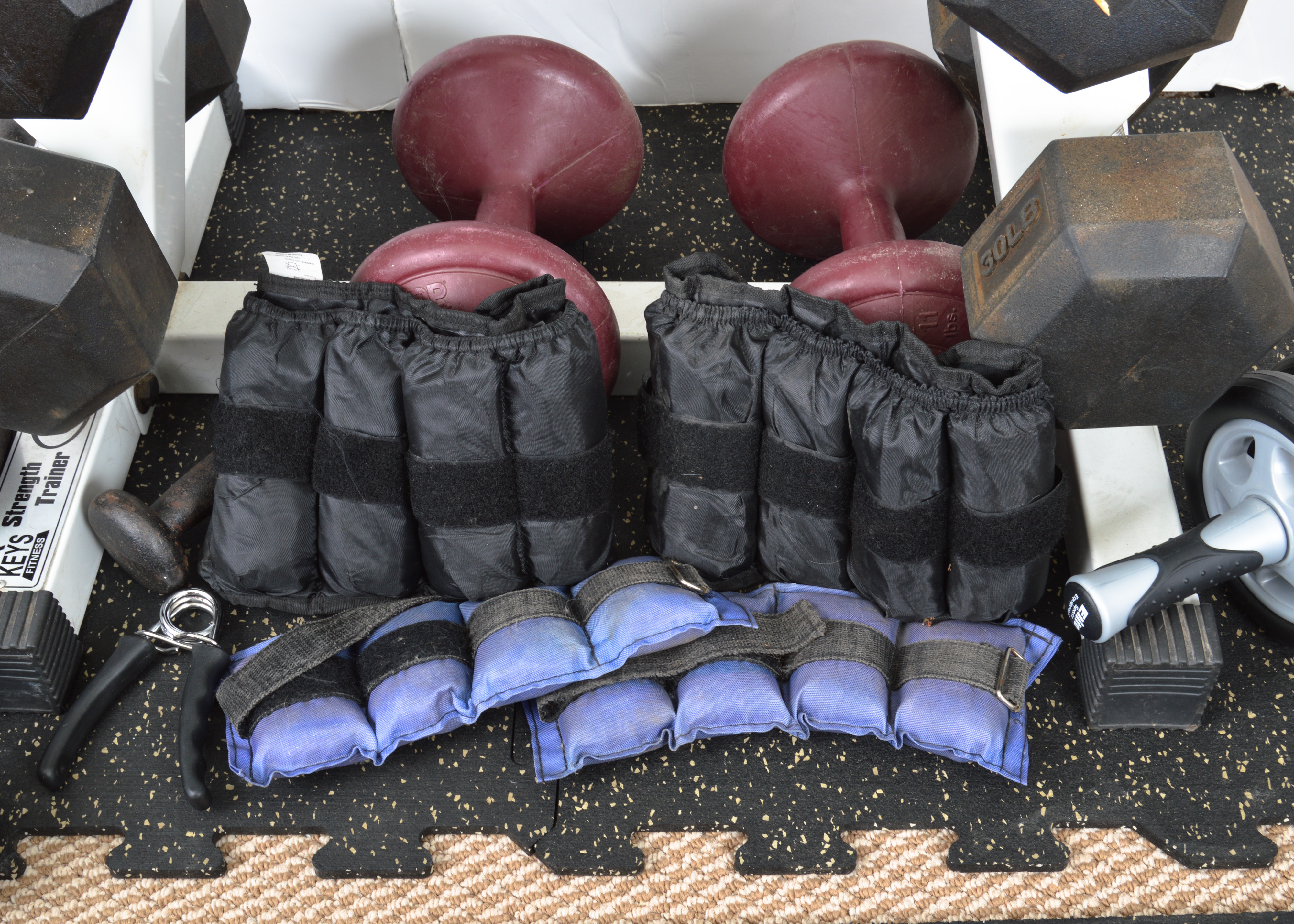 Keys Fitness Strength Trainer Weight Rack with Weights