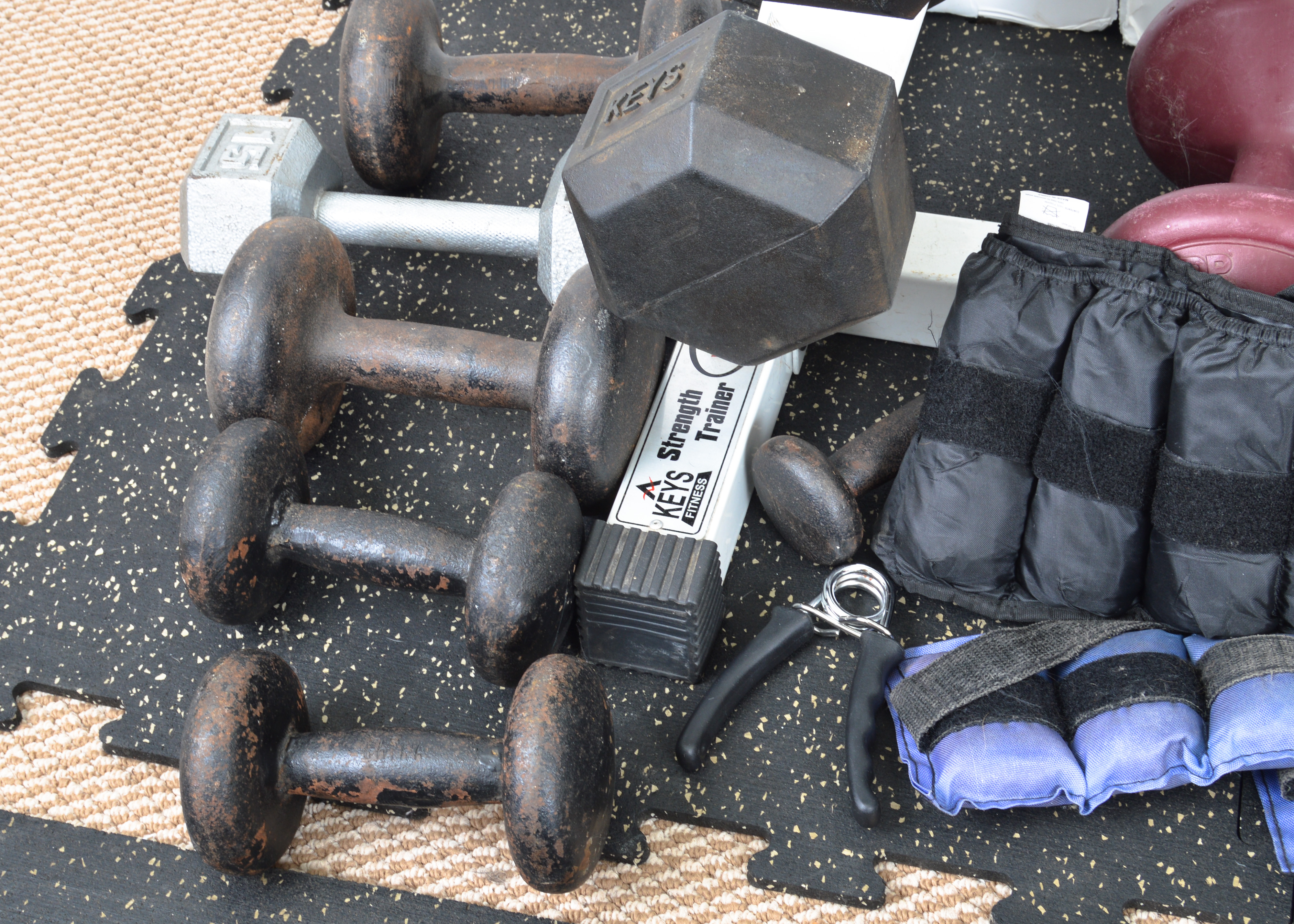 Keys Fitness Strength Trainer Weight Rack with Weights