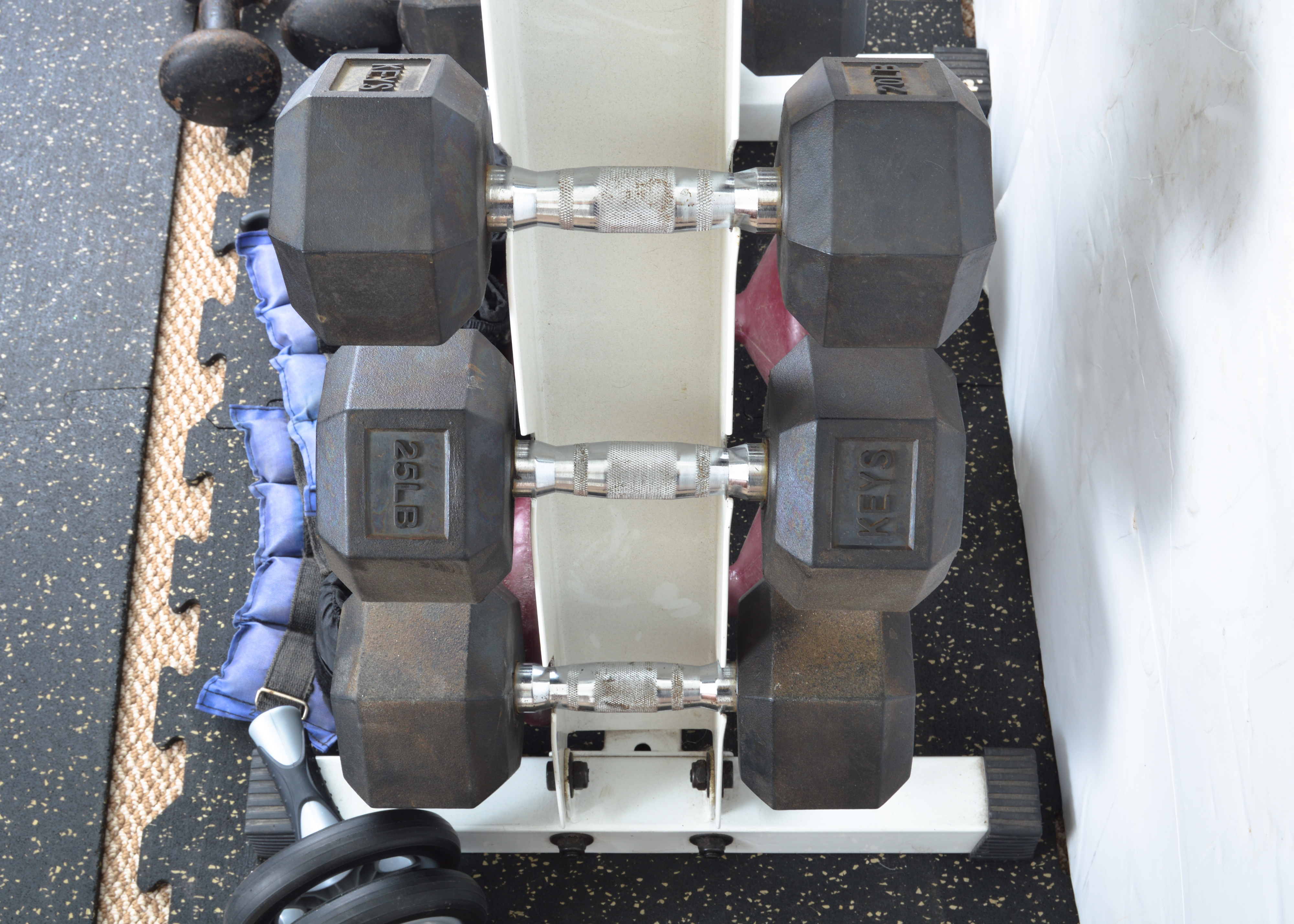 Keys Fitness Strength Trainer Weight Rack with Weights