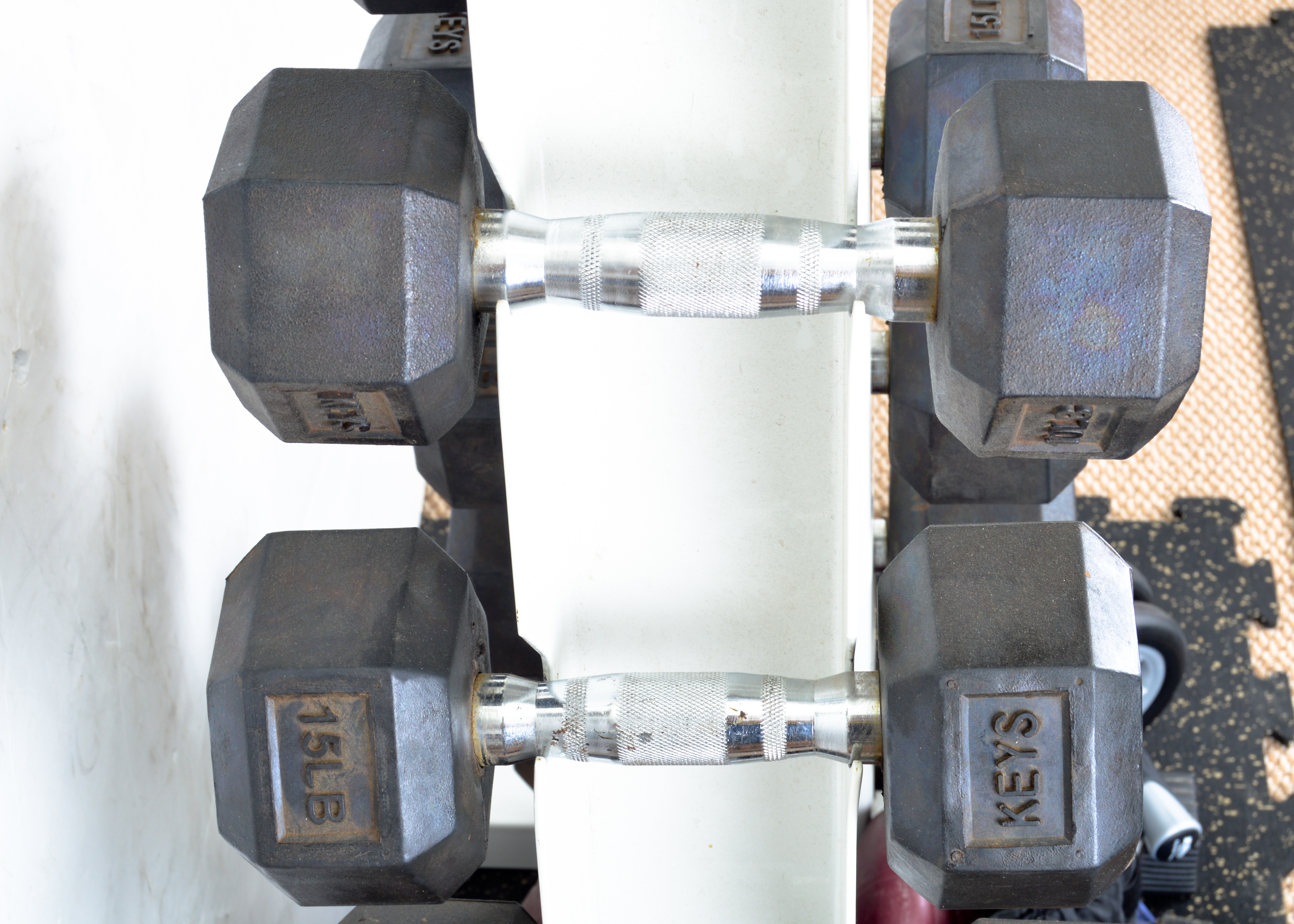 Keys Fitness Strength Trainer Weight Rack with Weights