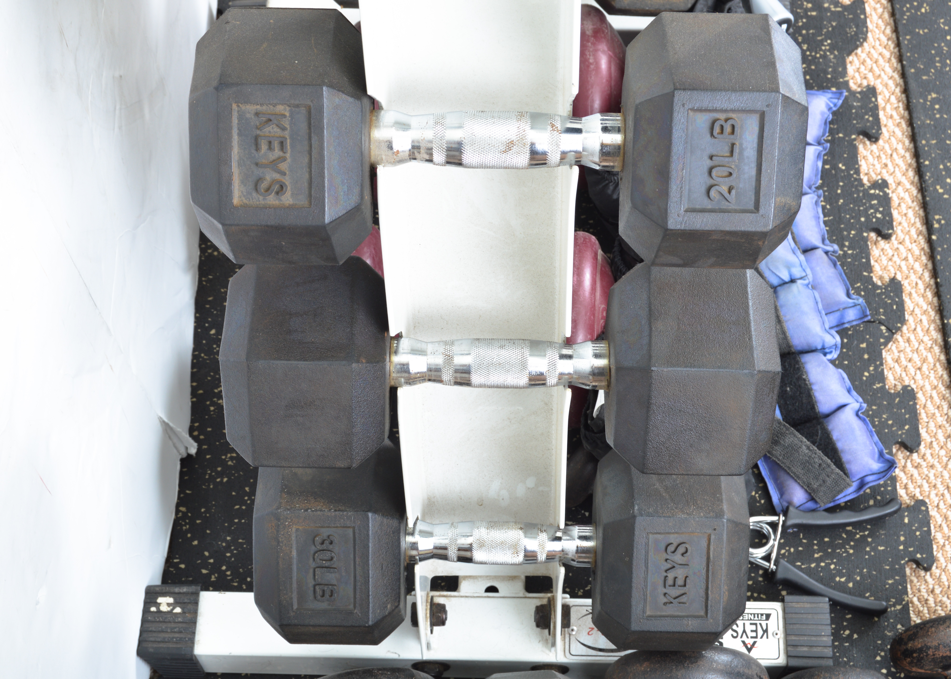 Keys Fitness Strength Trainer Weight Rack with Weights