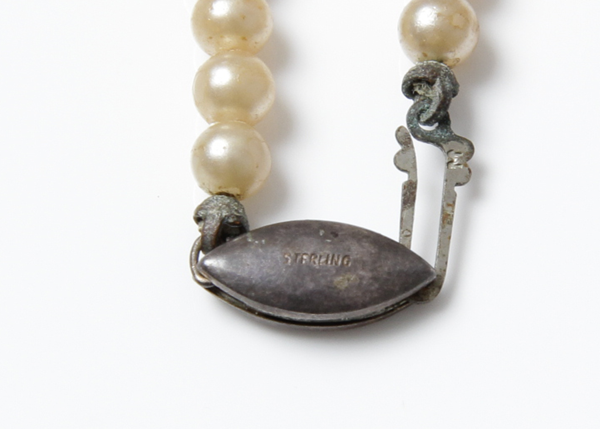 Child's Antique Beaded Necklace with Sterling Clasp