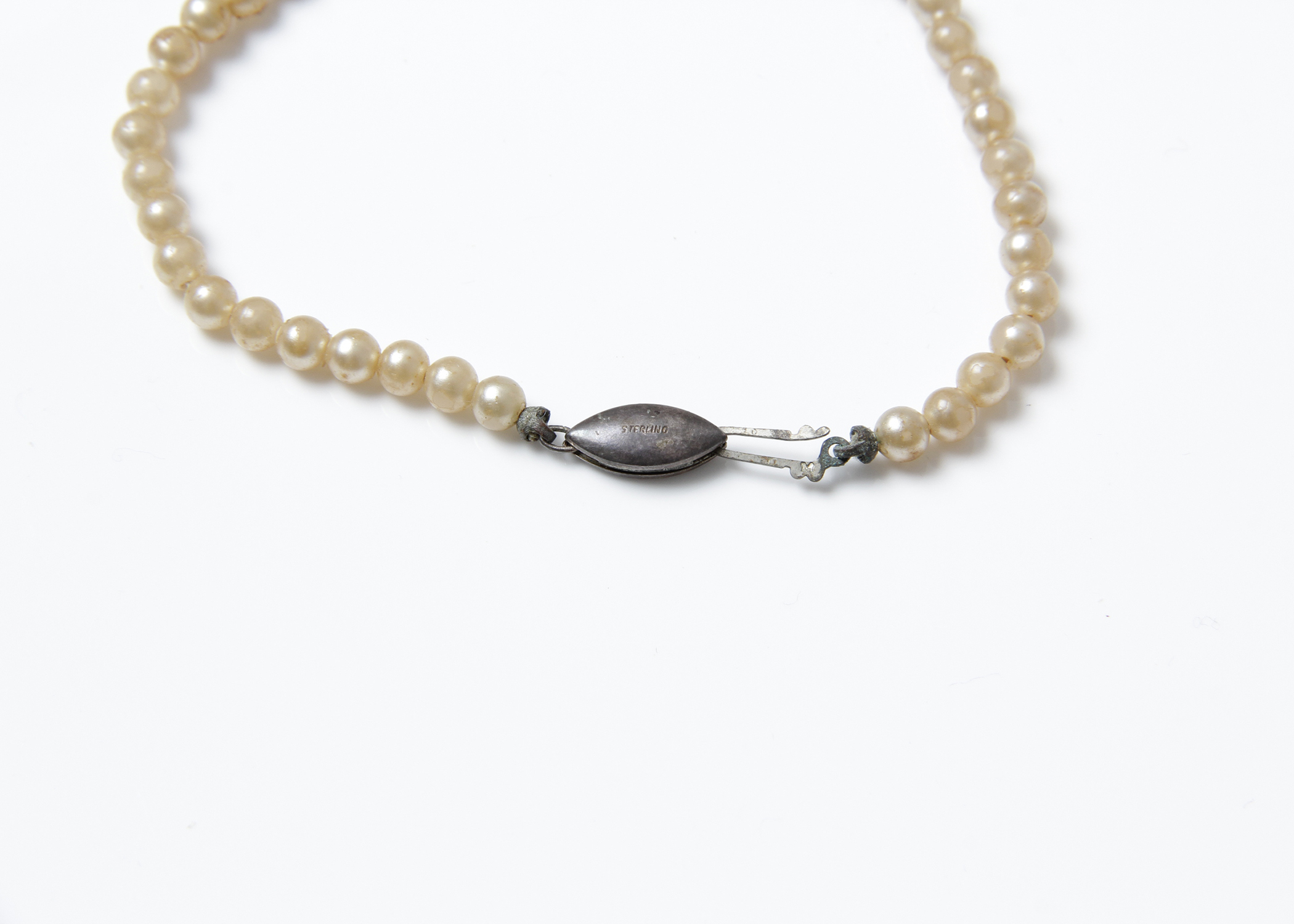 Child's Antique Beaded Necklace with Sterling Clasp