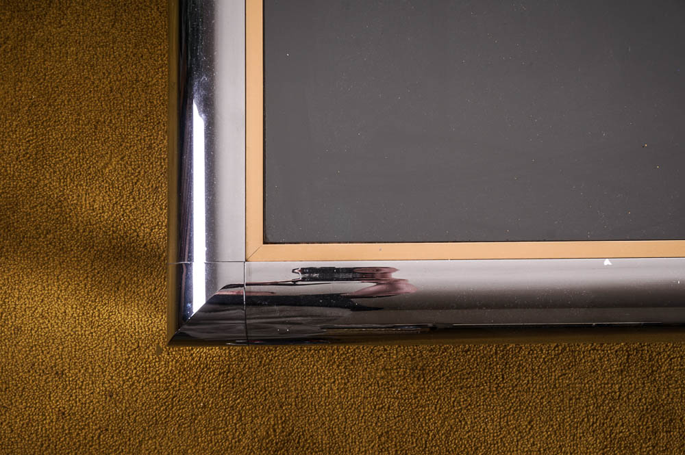 Rowe Chrome and Gold Tone Mirror Top Coffee Table