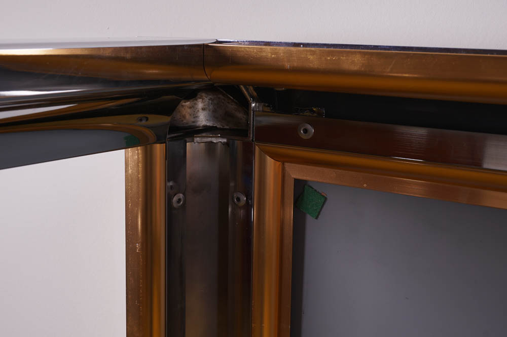 Rowe Chrome and Gold Tone Mirror Top Coffee Table