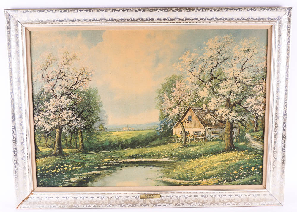 Framed Lithograph "Blossom Time" by N. Kagan