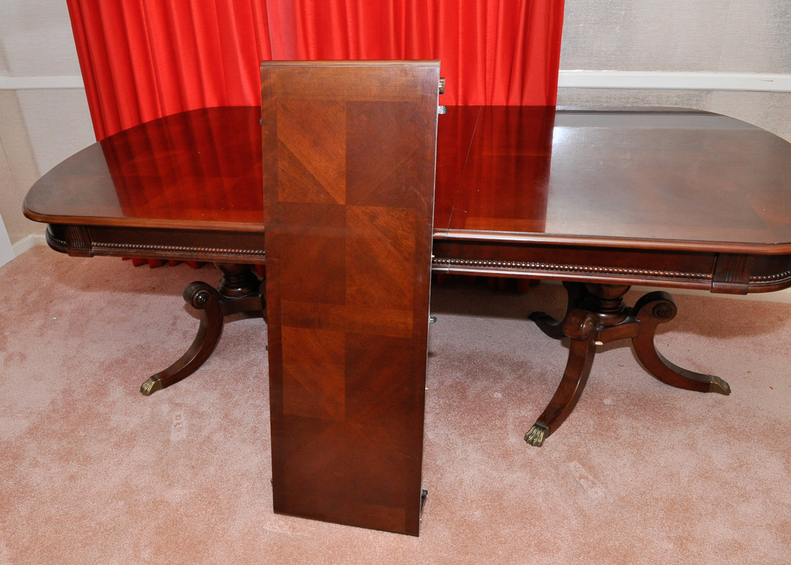 Universal Double Pedestal Wood Dining Room Table