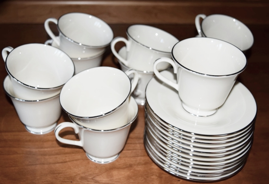 Elegant Lenox "Maywood" Pattern Dinnerware with Platinum Band