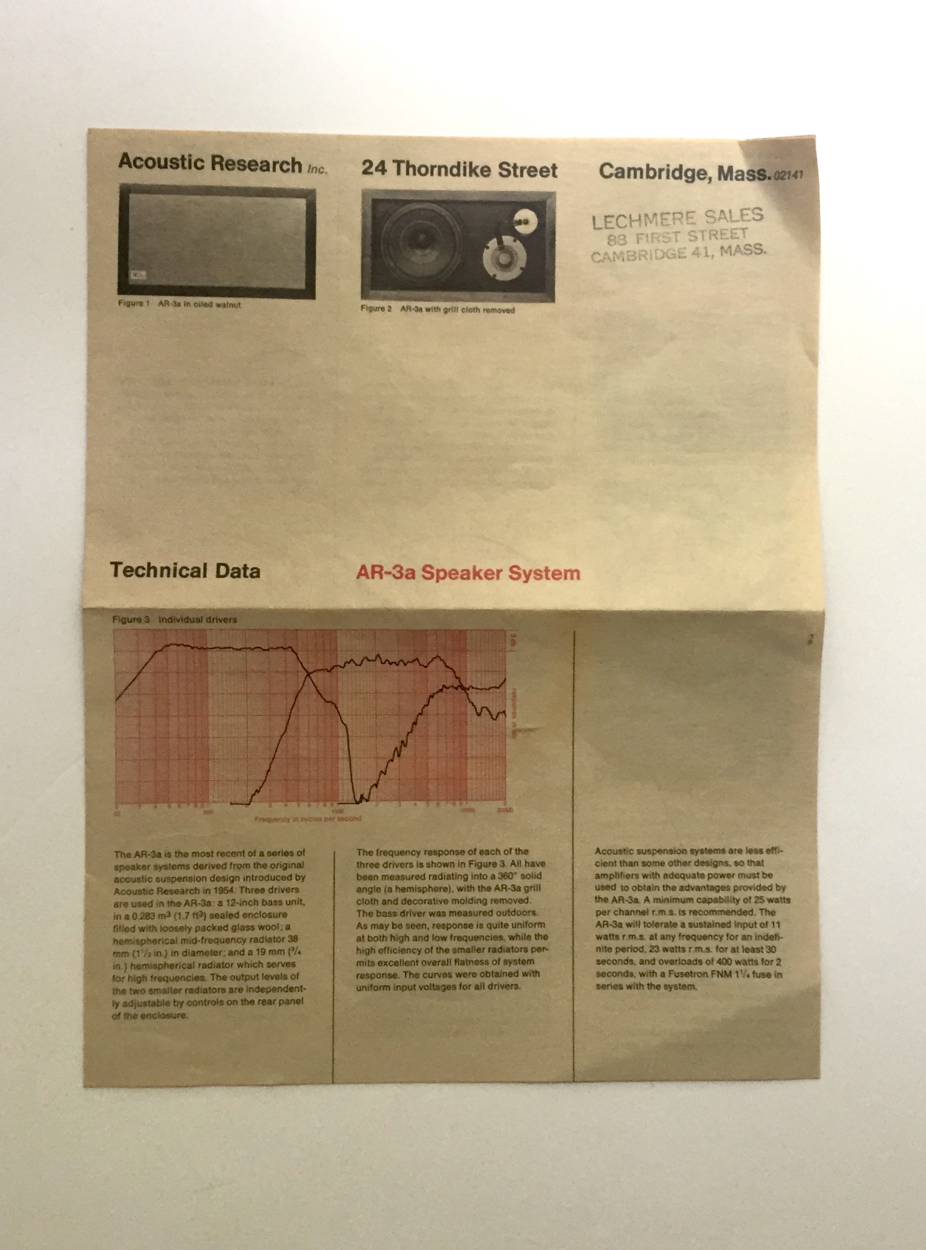 Acoustic Research Ar-3a Speakers