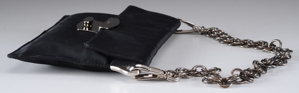 Prada Designer Black Nylon Clutch Baguette Purse