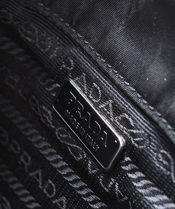 Prada Designer Black Nylon Clutch Baguette Purse