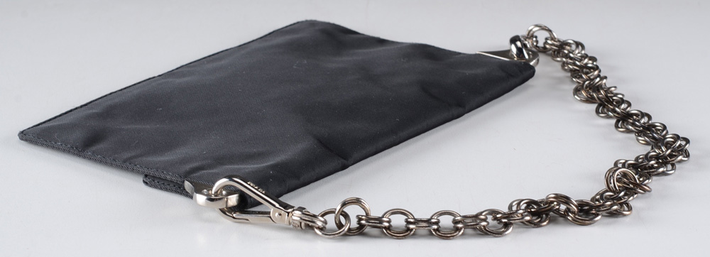 Prada Designer Black Nylon Clutch Baguette Purse