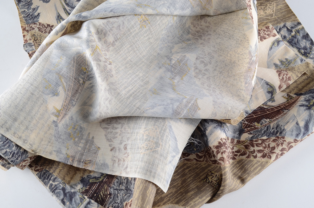 Vintage Kanebo Japanese Kimono Fabric