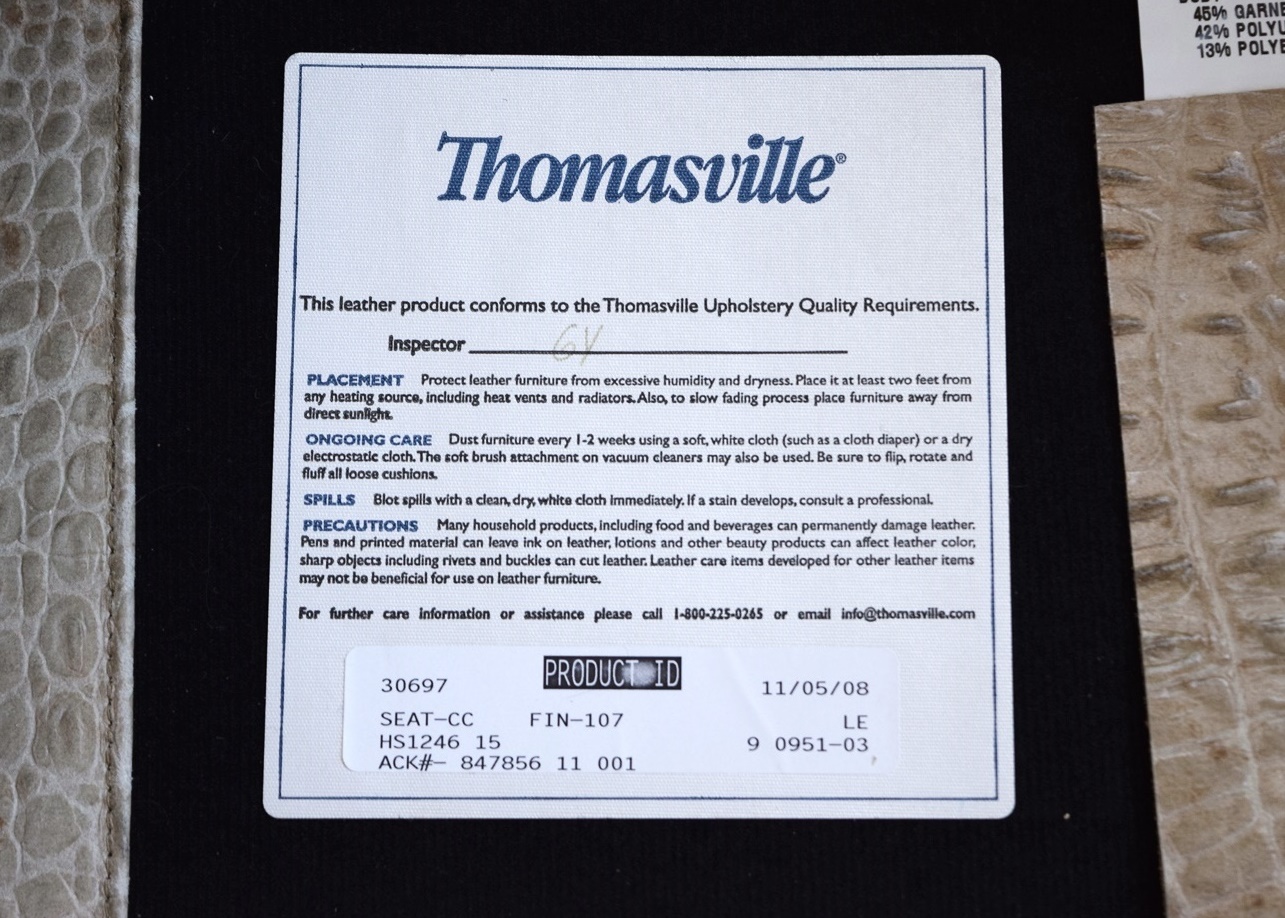 Pair of Chic Thomasville Barrel Chairs in Croc Stamped Leather