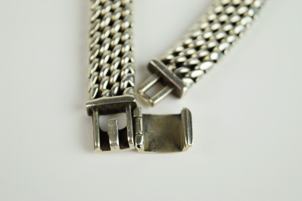 Thick Sterling Silver Panther Link Necklace and Bracelet