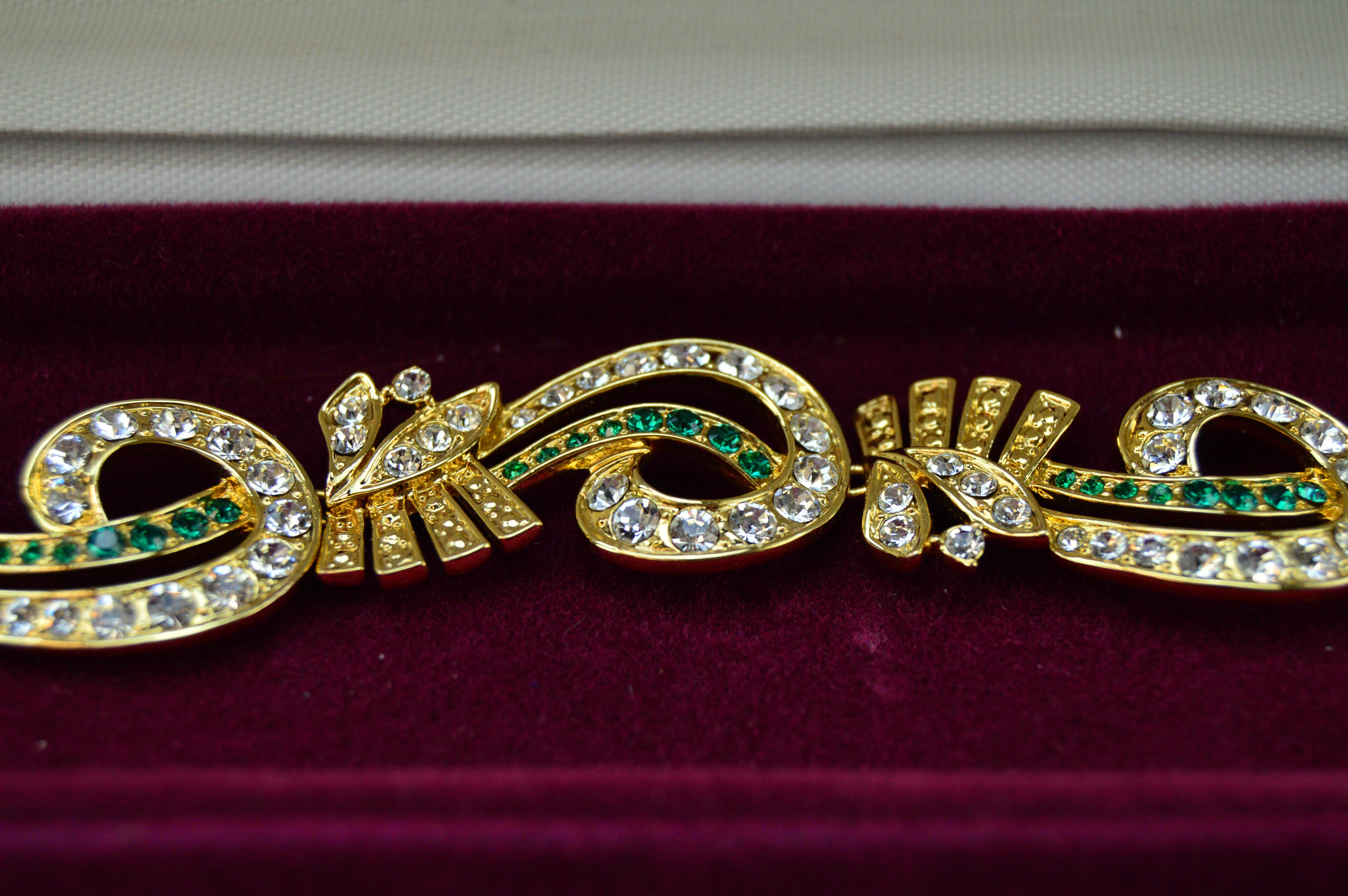 Jacqueline Kennedy Diamond and Emerald Reproduction Bracelet