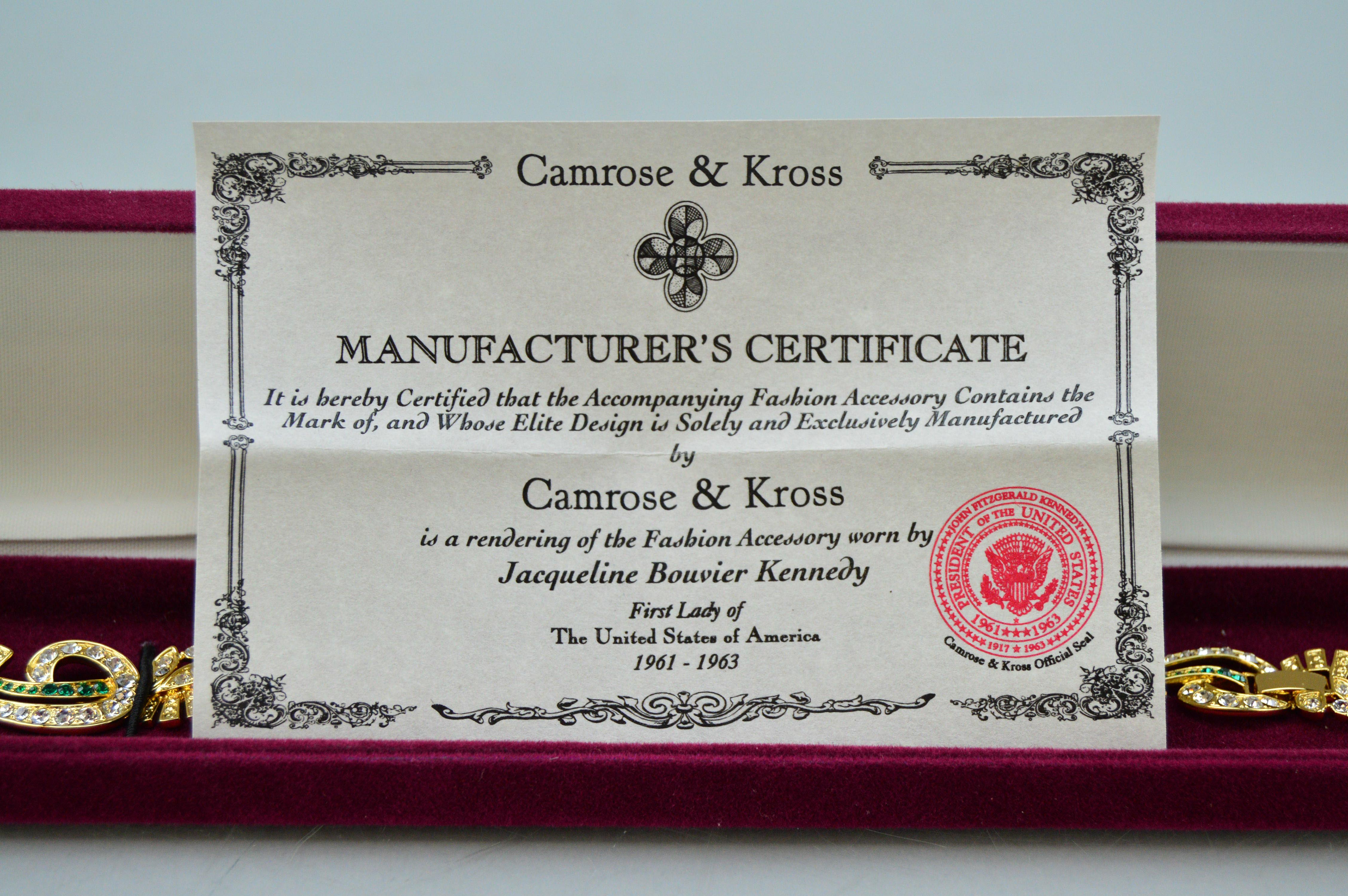 Jacqueline Kennedy Diamond and Emerald Reproduction Bracelet