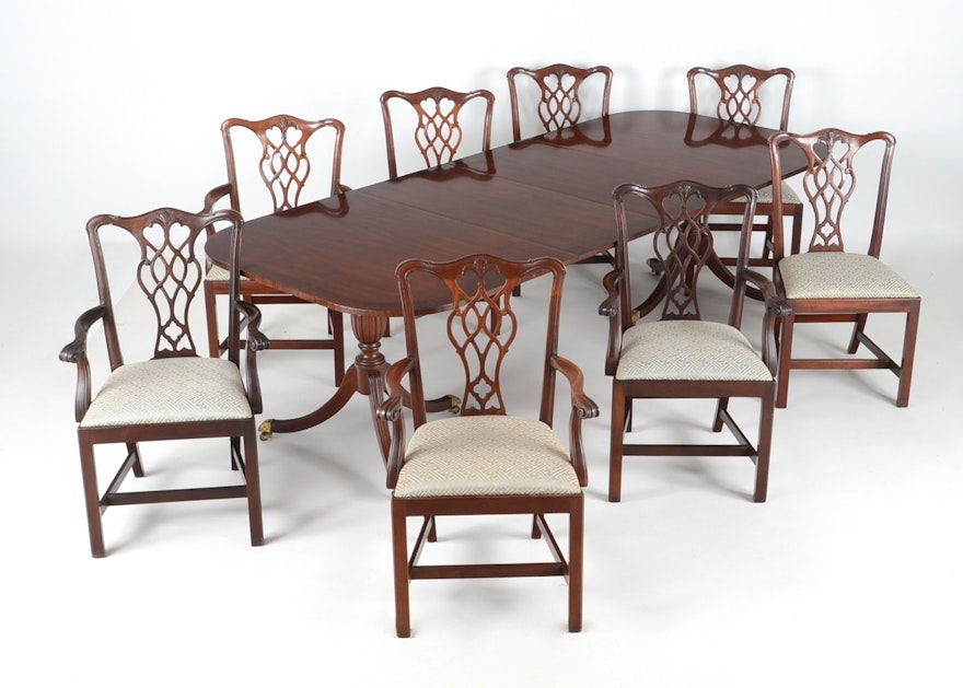 Council Craftsman Dining Table and Eight Chairs