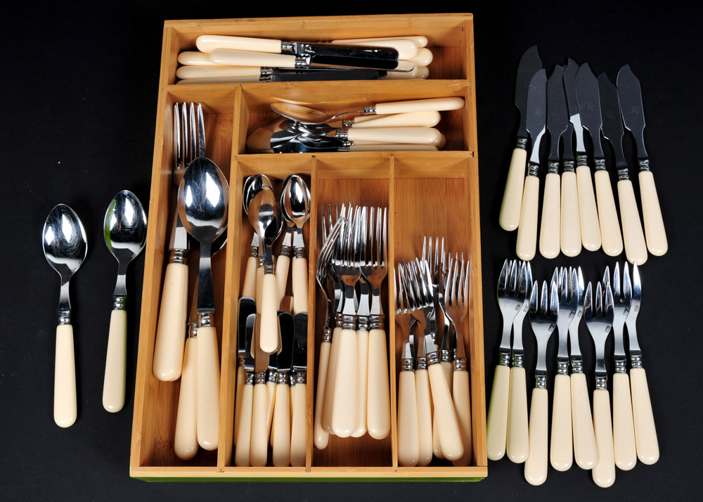 Set of Andre Verdier, Scof for Genevieve Lethu, Flatware