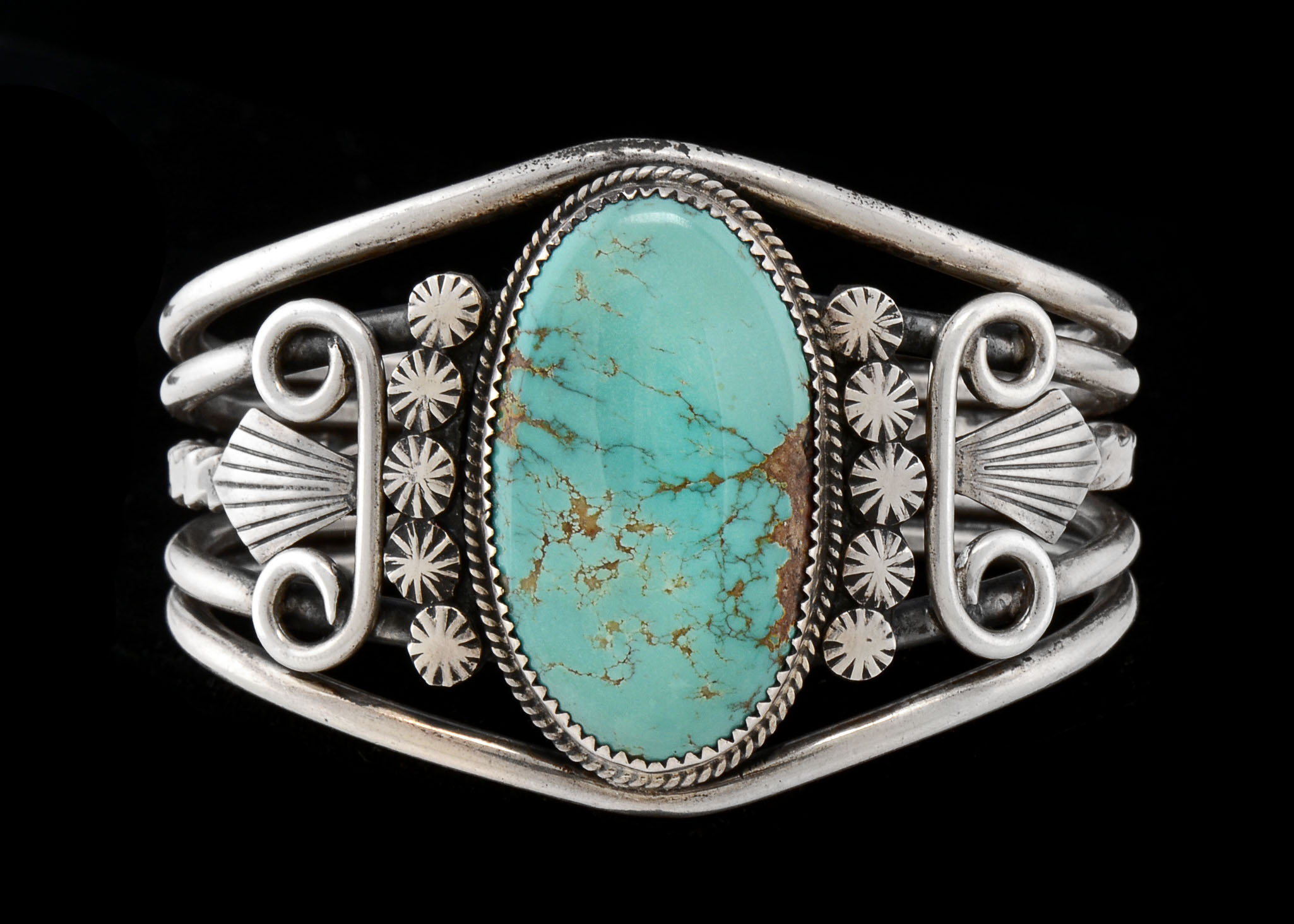 Germaine Smith Navajo Sterling Silver Turquoise Cuff Bracelet