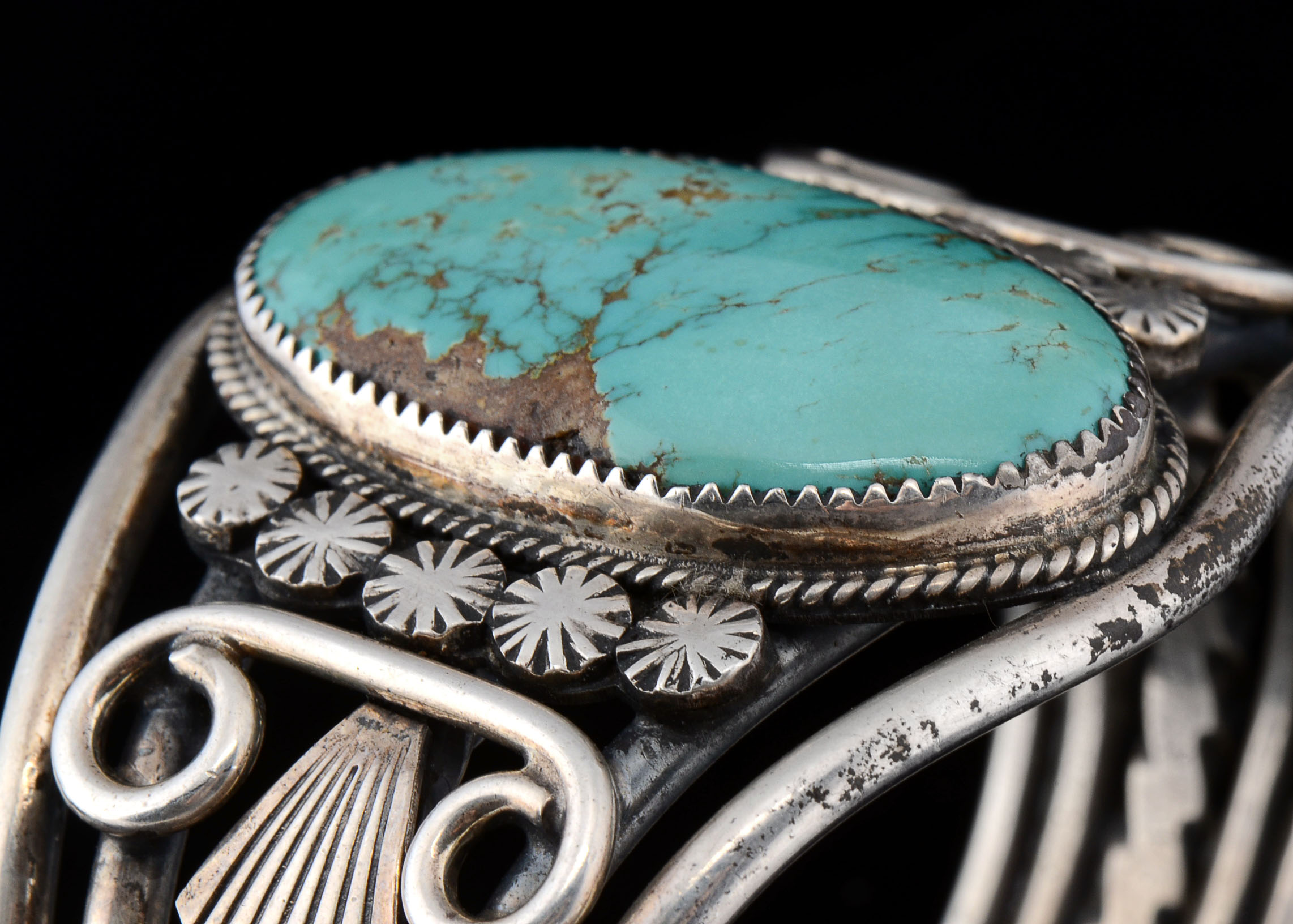 Germaine Smith Navajo Sterling Silver Turquoise Cuff Bracelet
