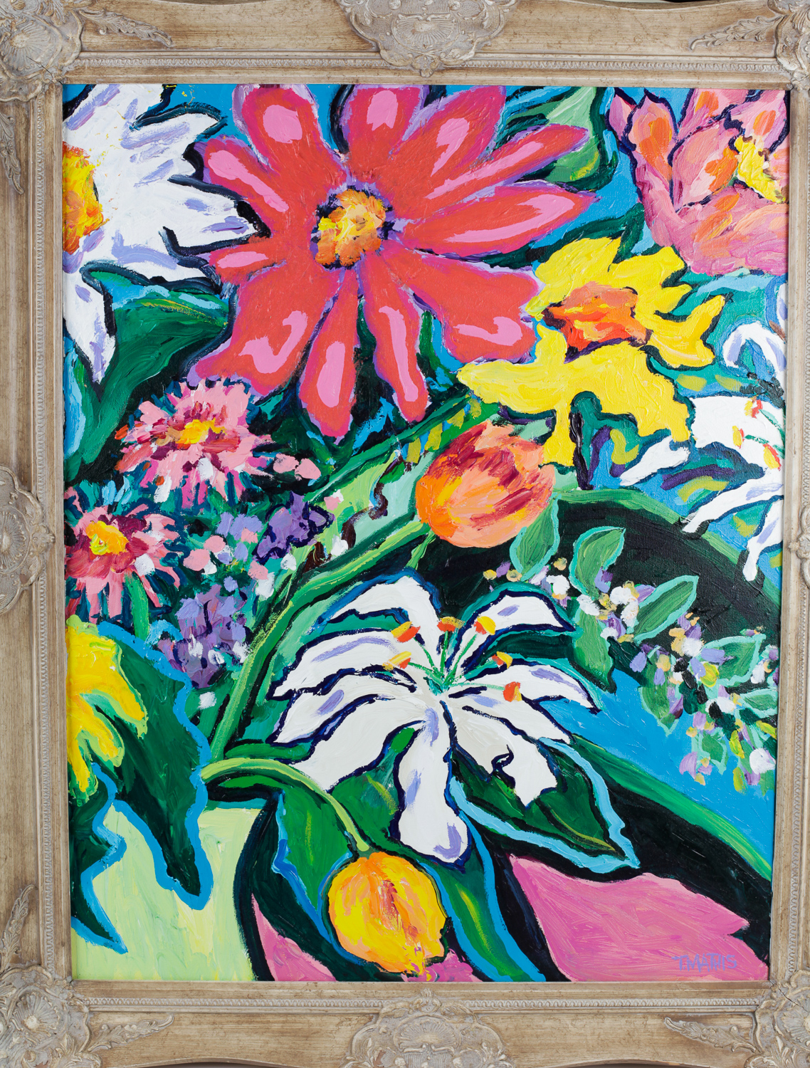 T. Mathis Vibrant Floral Painting
